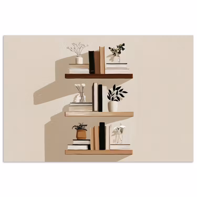 Poster - Plankjes - Boeken - Vaasjes - Planten — 1