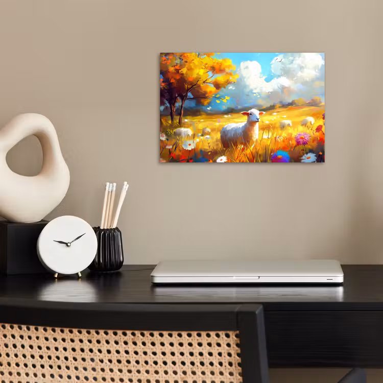 Poster - Schaap - Weide - Bloemen — 2