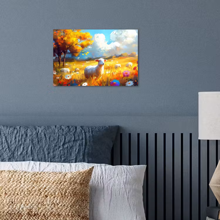 Poster - Schaap - Weide - Bloemen — 3