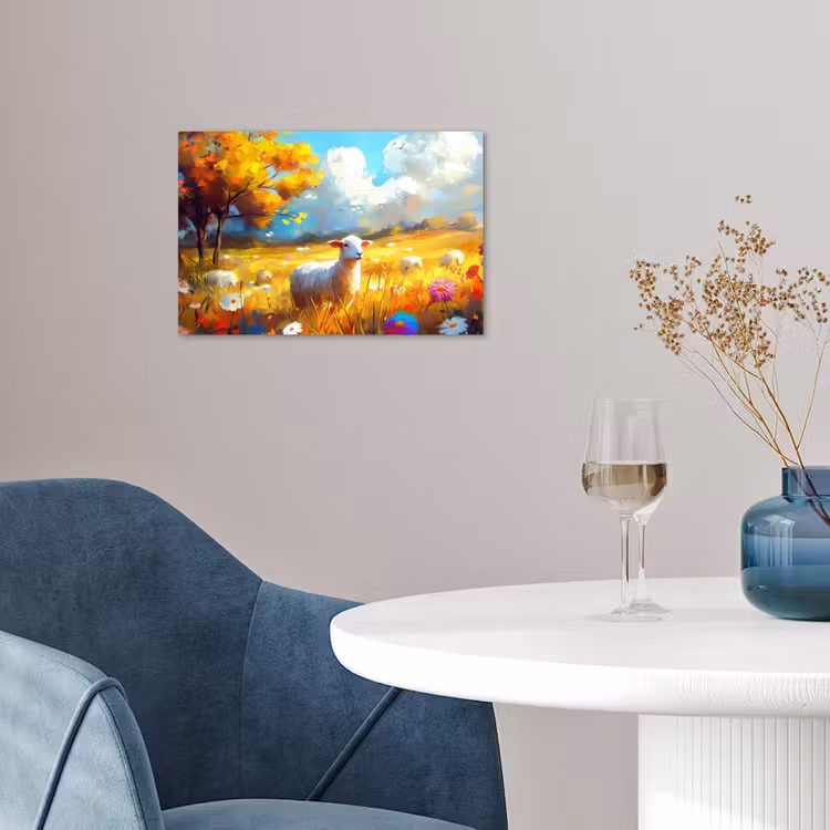 Poster - Schaap - Weide - Bloemen — 4