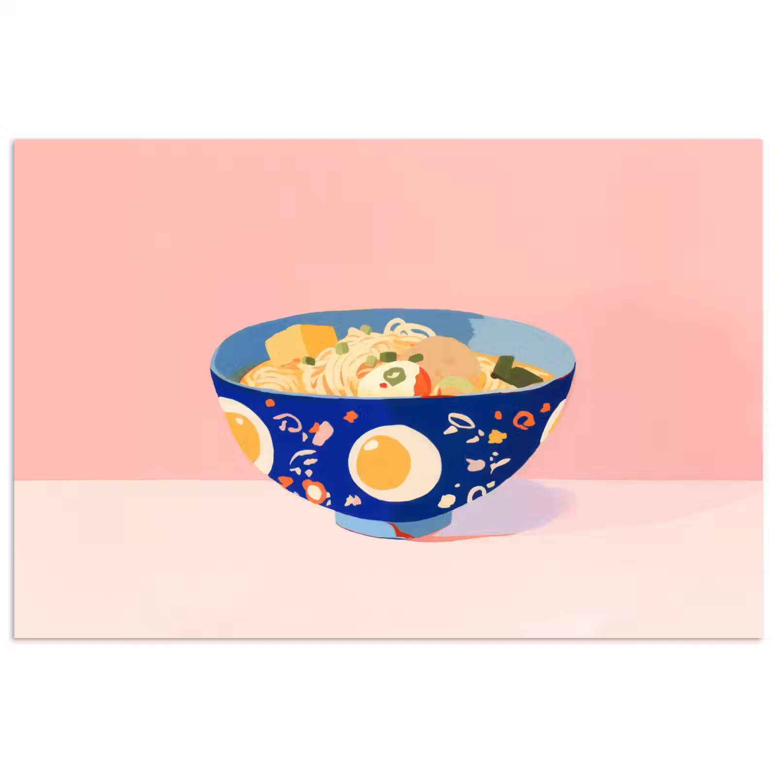 Poster - Noodles - Kom - Blauw - Illustratie — 1