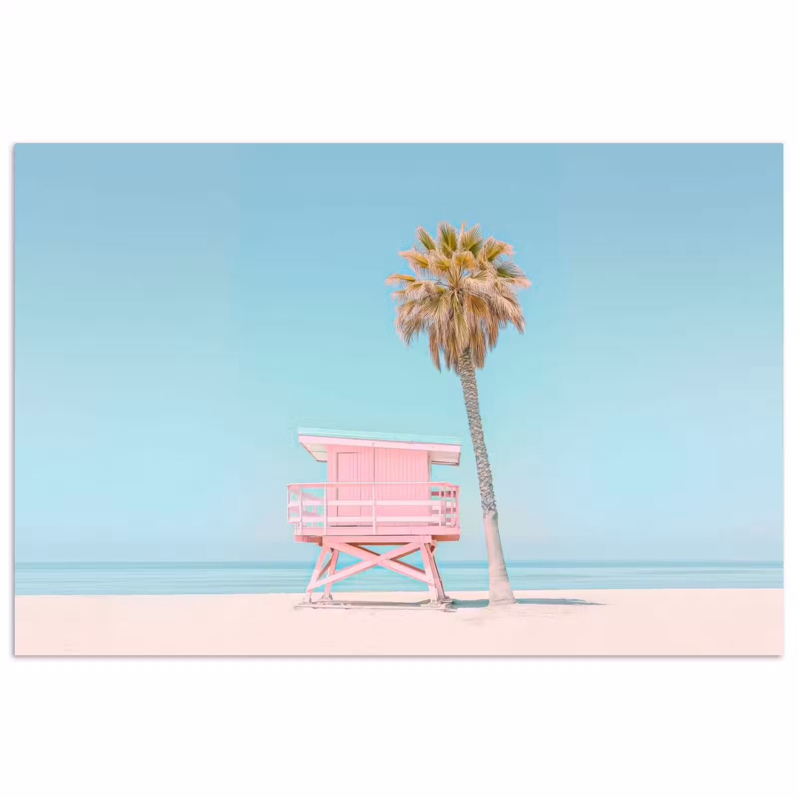Poster - Palmboom - Strandhuis - Roze — 1