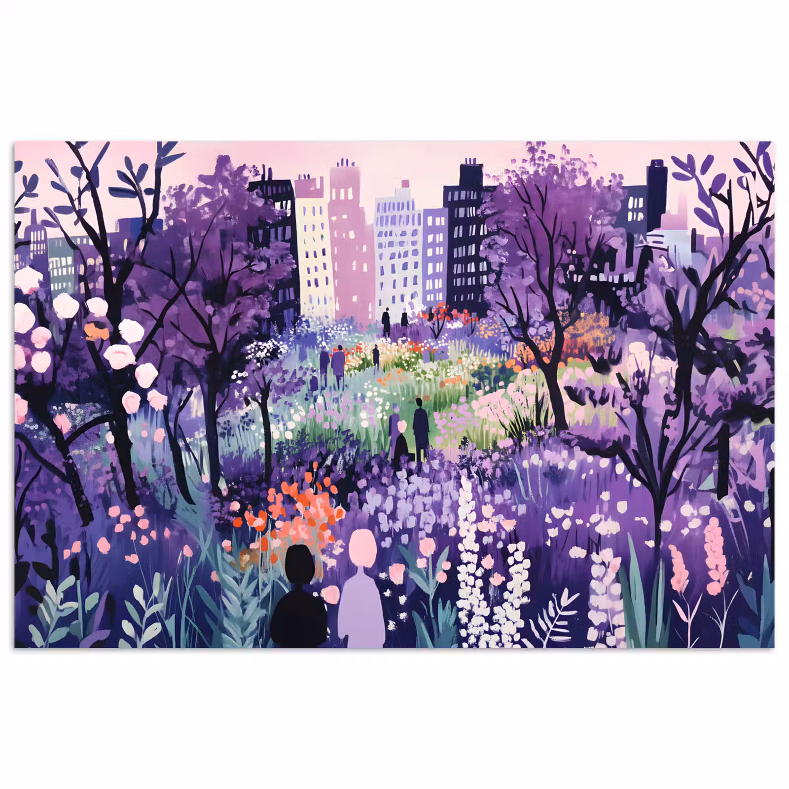 Poster - Park - Bomen - Bloemen - Gebouwen — 1