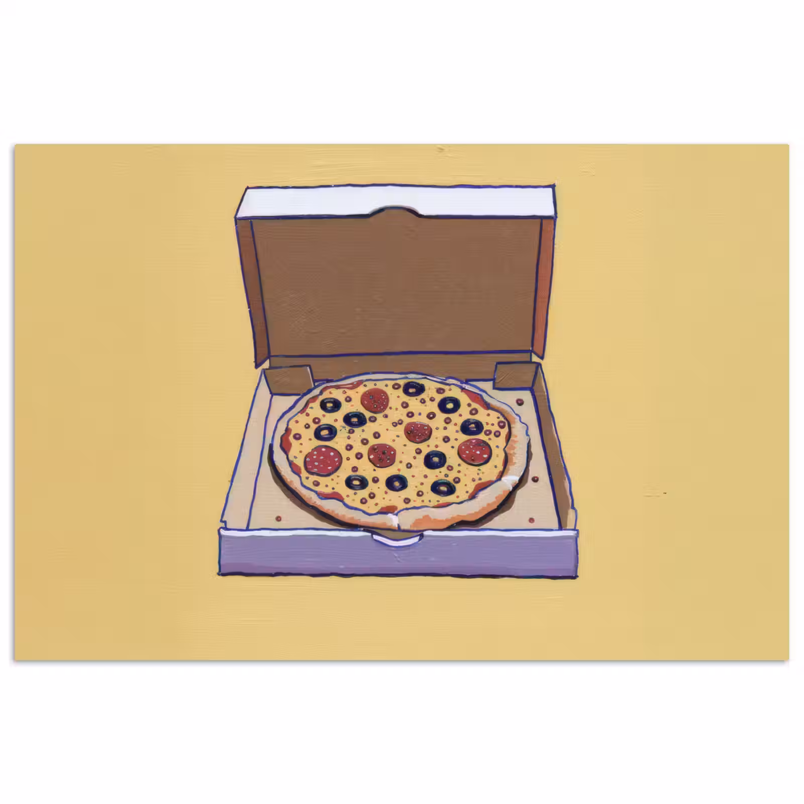Poster - Pizza - Doos - Salami - Illustratie — 1