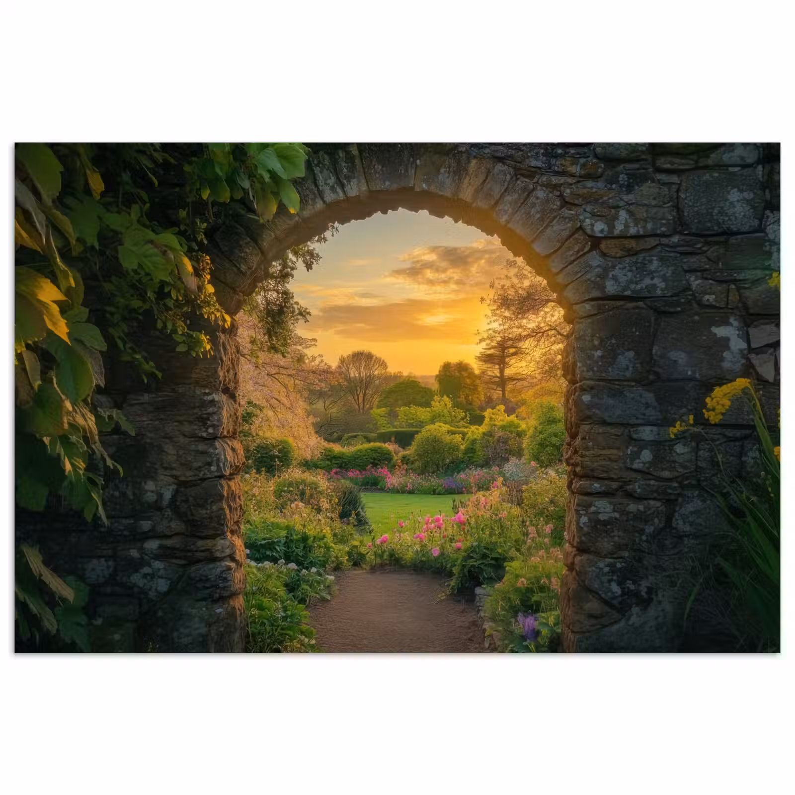 Poster - Poort - Planten - Zonsondergang — 1