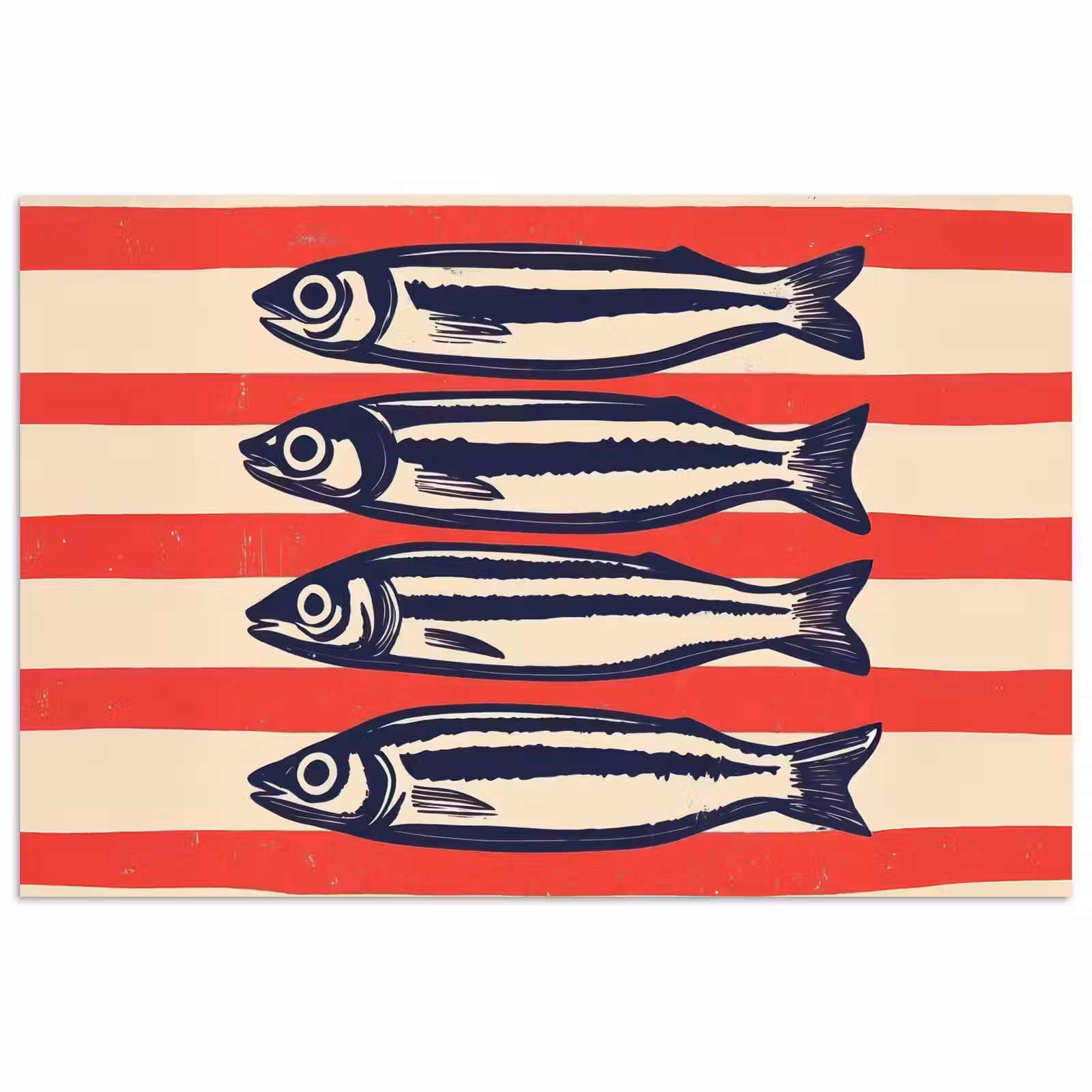 Poster - Sardines - Rood en beige strepen — 1