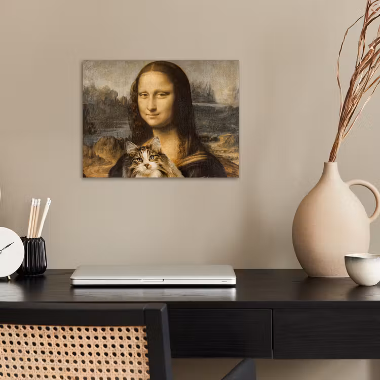 Poster - Mona Lisa - Kat - Leonardo da Vinci - Vintage - Kunstwerk - Oude meesters - Schilderij — 2