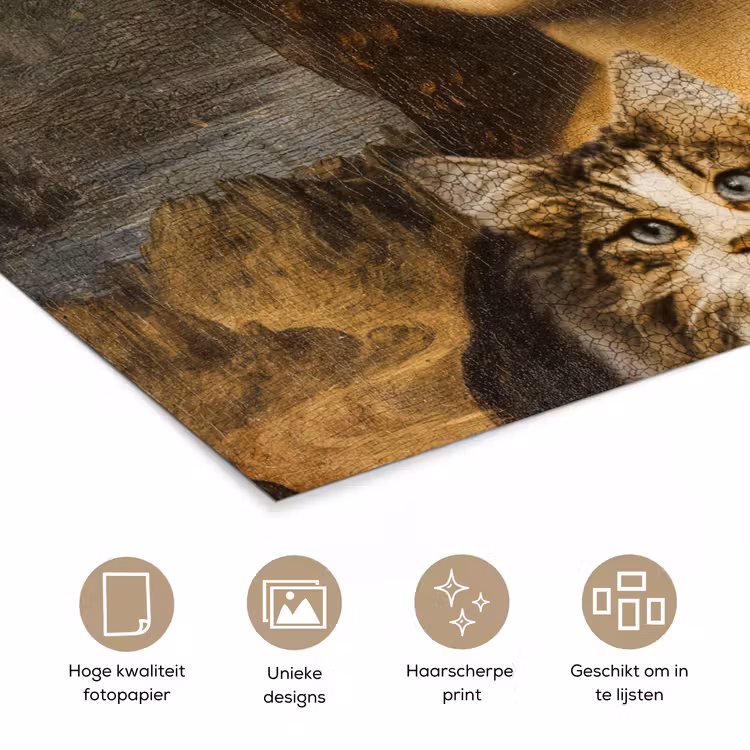 Poster - Mona Lisa - Kat - Leonardo da Vinci - Vintage - Kunstwerk - Oude meesters - Schilderij — 5