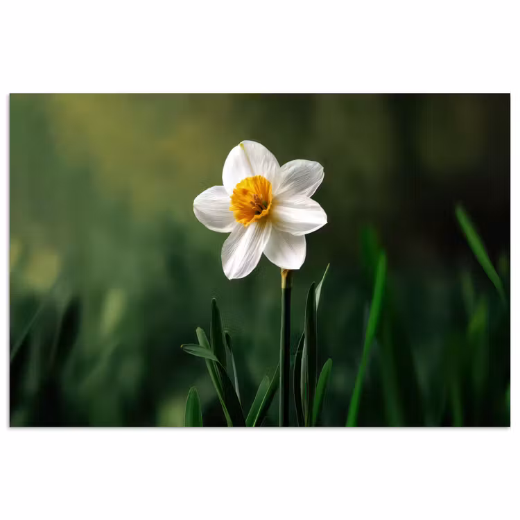 Poster - Narcis - Bloem - Wit - Grassprieten — 1