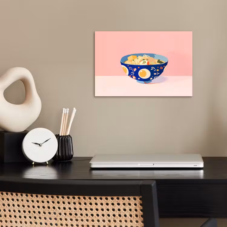 Poster - Noodles - Kom - Blauw - Illustratie — 2