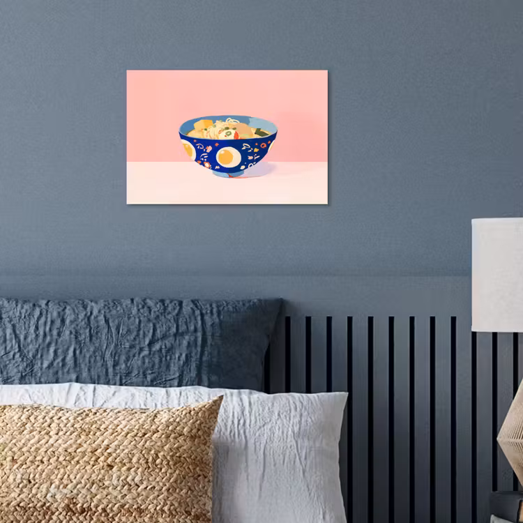 Poster - Noodles - Kom - Blauw - Illustratie — 3