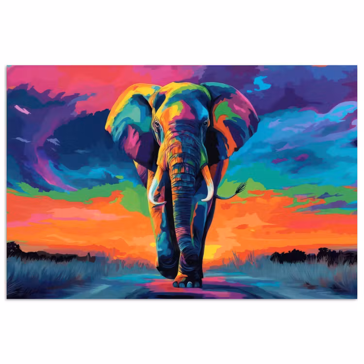 Poster - Olifant - Kleurrijk - Lucht - Abstract — 1