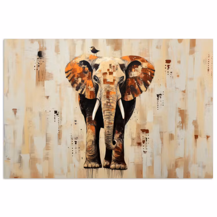 Poster - Olifant - Slurf - Mozaïek - Abstract — 1