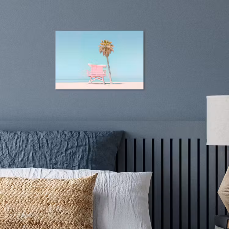 Poster - Palmboom - Strandhuis - Roze — 3