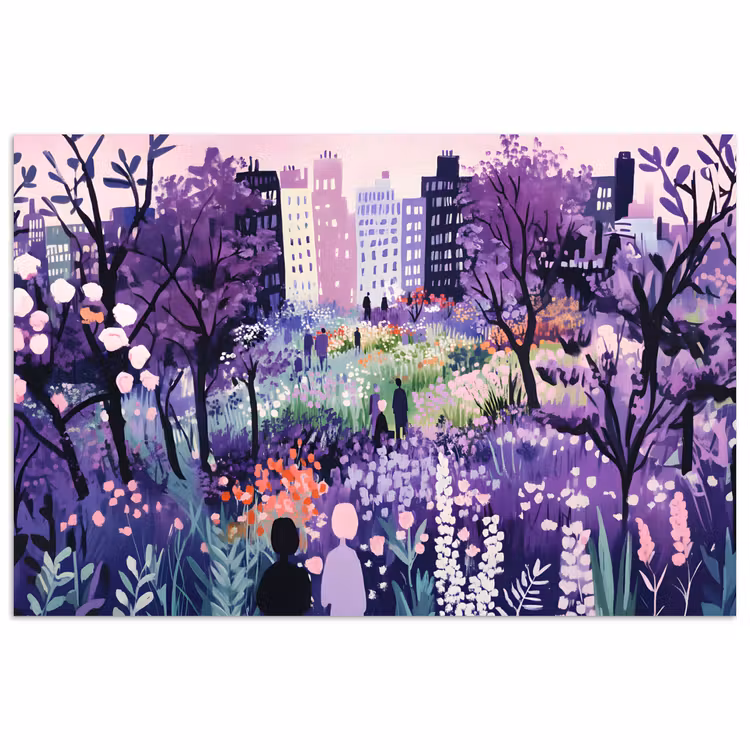 Poster - Park - Bomen - Bloemen - Gebouwen — 1