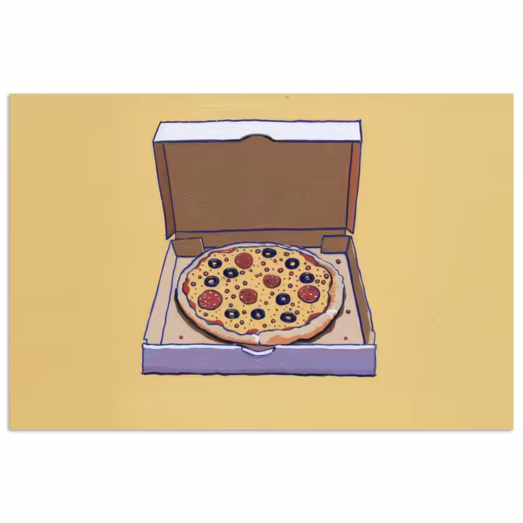 Poster - Pizza - Doos - Salami - Illustratie — 1