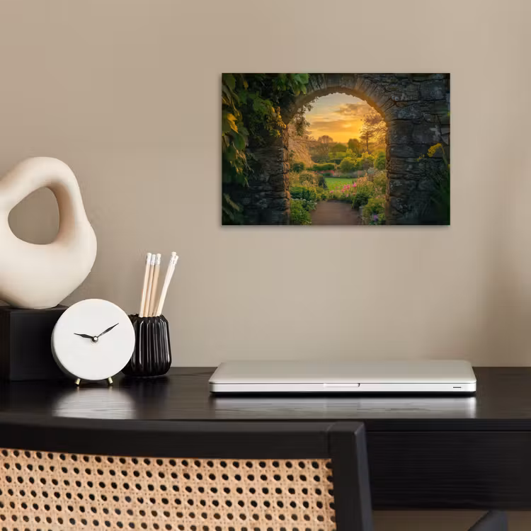 Poster - Poort - Planten - Zonsondergang — 2