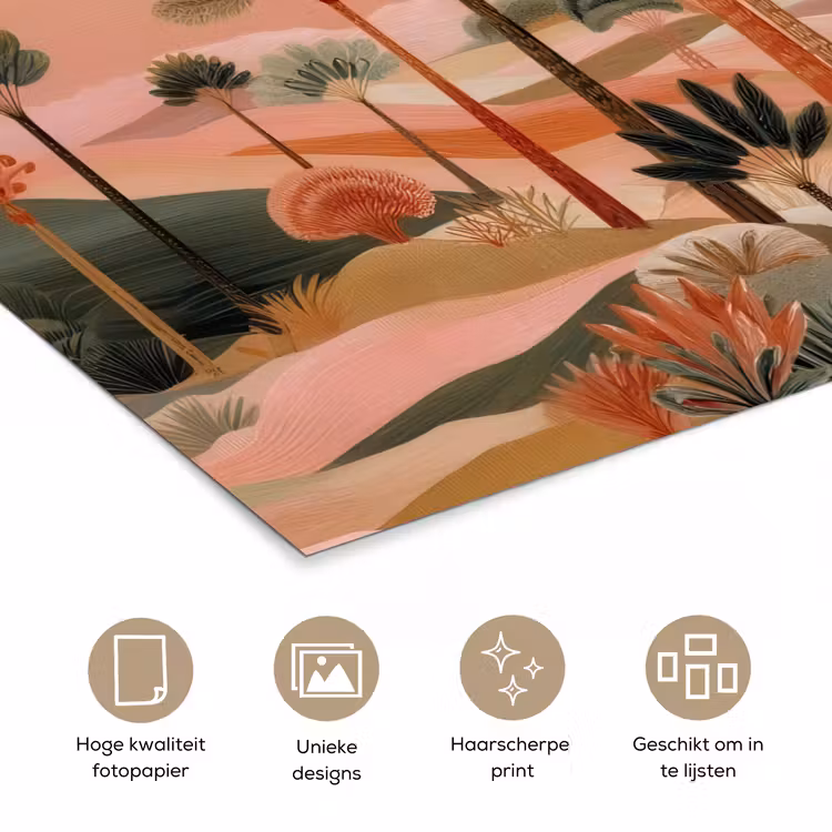 Poster - Roze landschap - Palmen - Water — 5