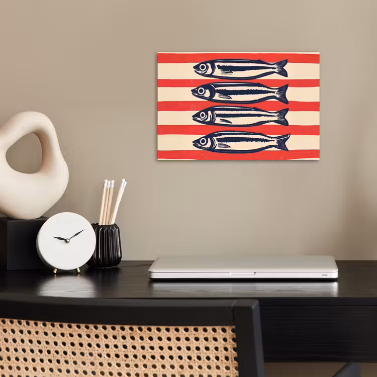Poster - Sardines - Rood en beige strepen — 2