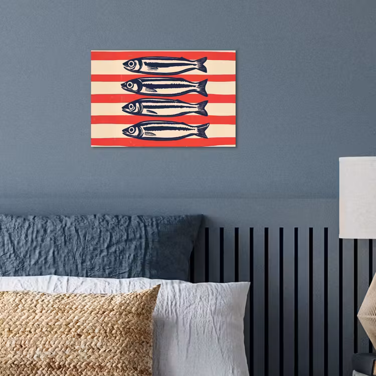 Poster - Sardines - Rood en beige strepen — 3