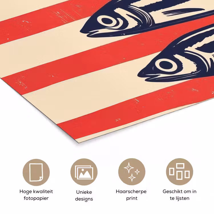 Poster - Sardines - Rood en beige strepen — 5