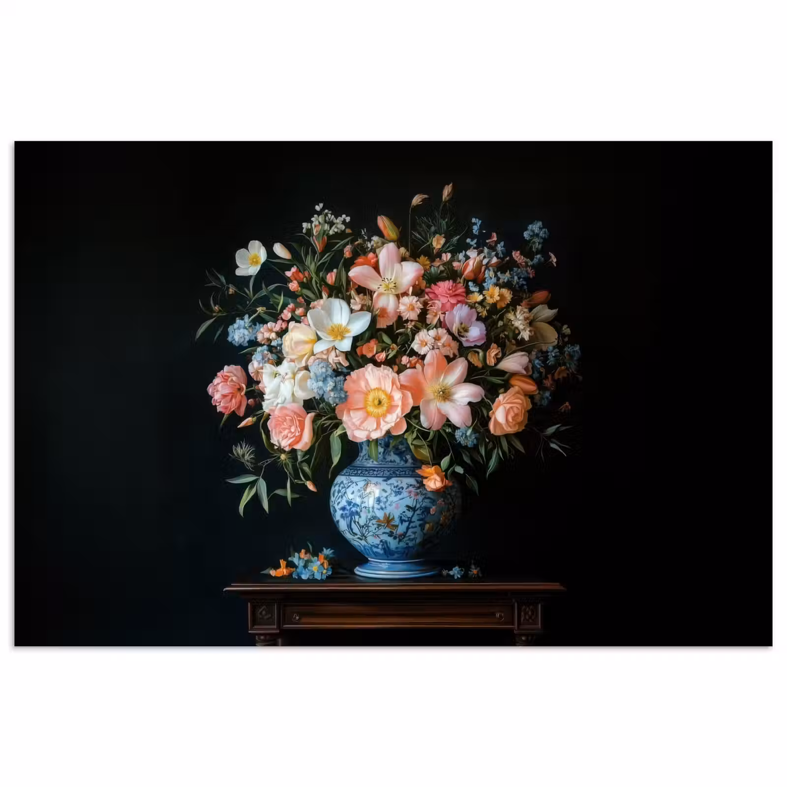 Poster - Roze - Bloemen - Vaas - Kleuren — 1