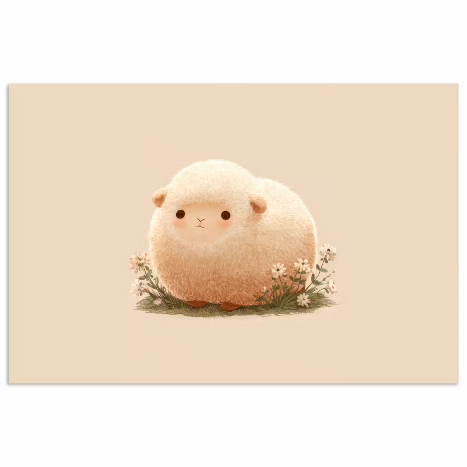 Poster - Schaap - Beige - Bloemen — 1