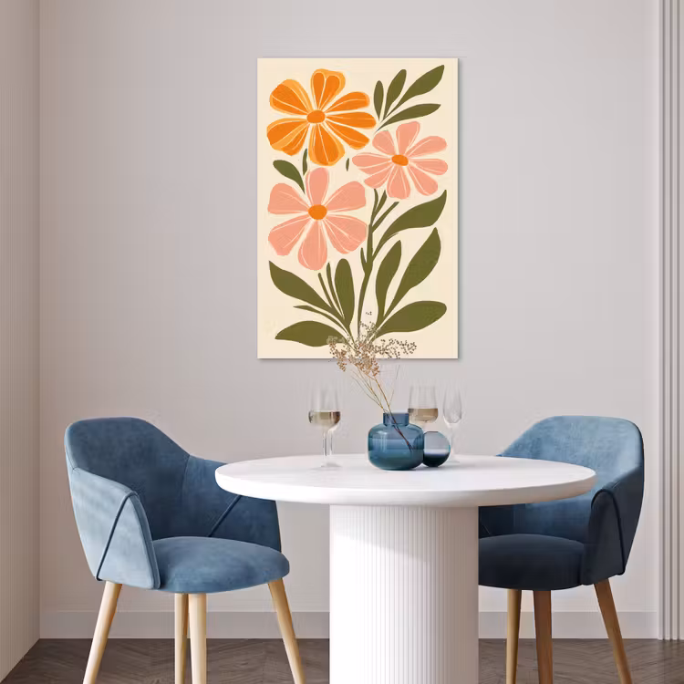 Poster - Minimalistisch - Bloemen - Bladeren - Roze — 4
