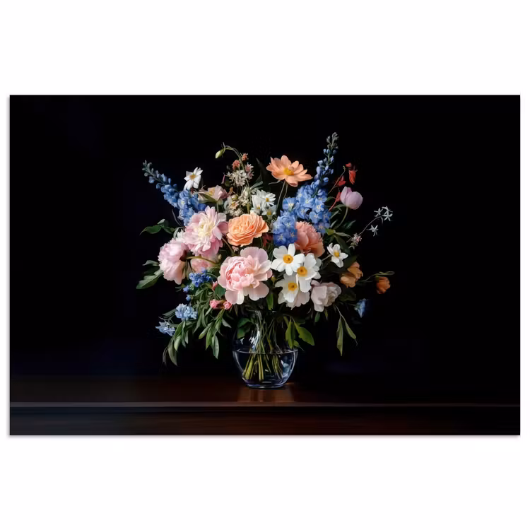 Poster - Pastel - Bloemen - Glazen - Vaas — 1