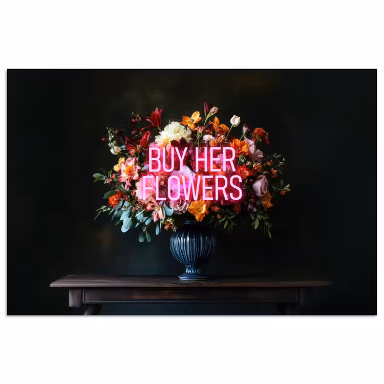 Poster - Quote - Bloemen - Vaas - Neon — 1