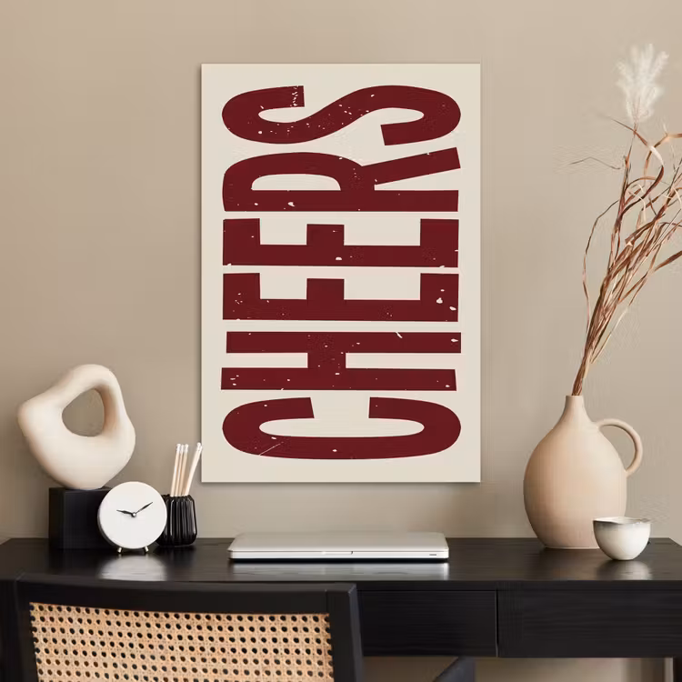 Poster - Red - Cheers - Decoratie - Beige — 2