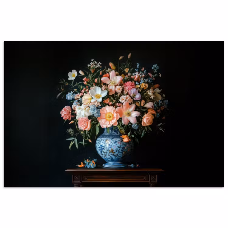 Poster - Roze - Bloemen - Vaas - Kleuren — 1