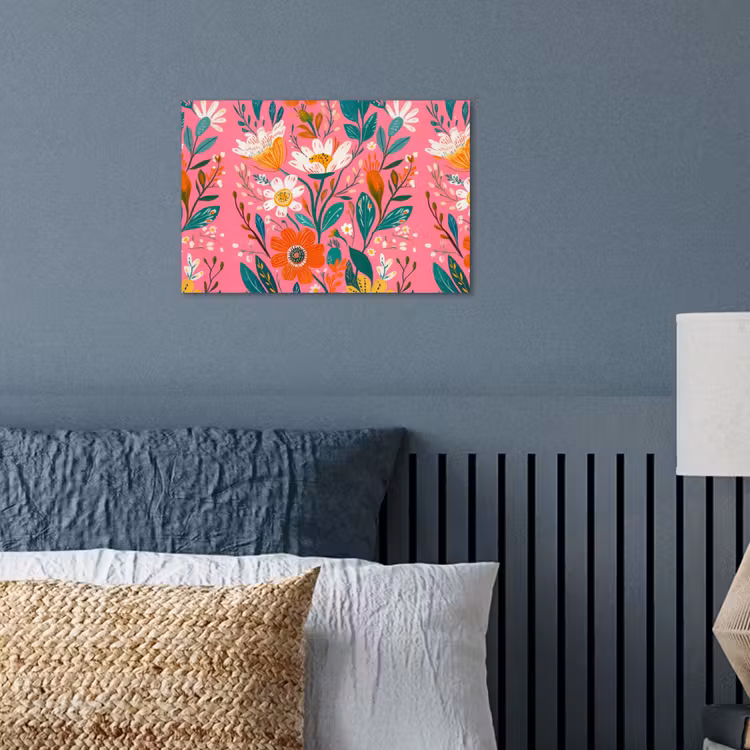 Poster - Roze - Bloemen - Wit - Oranje — 3