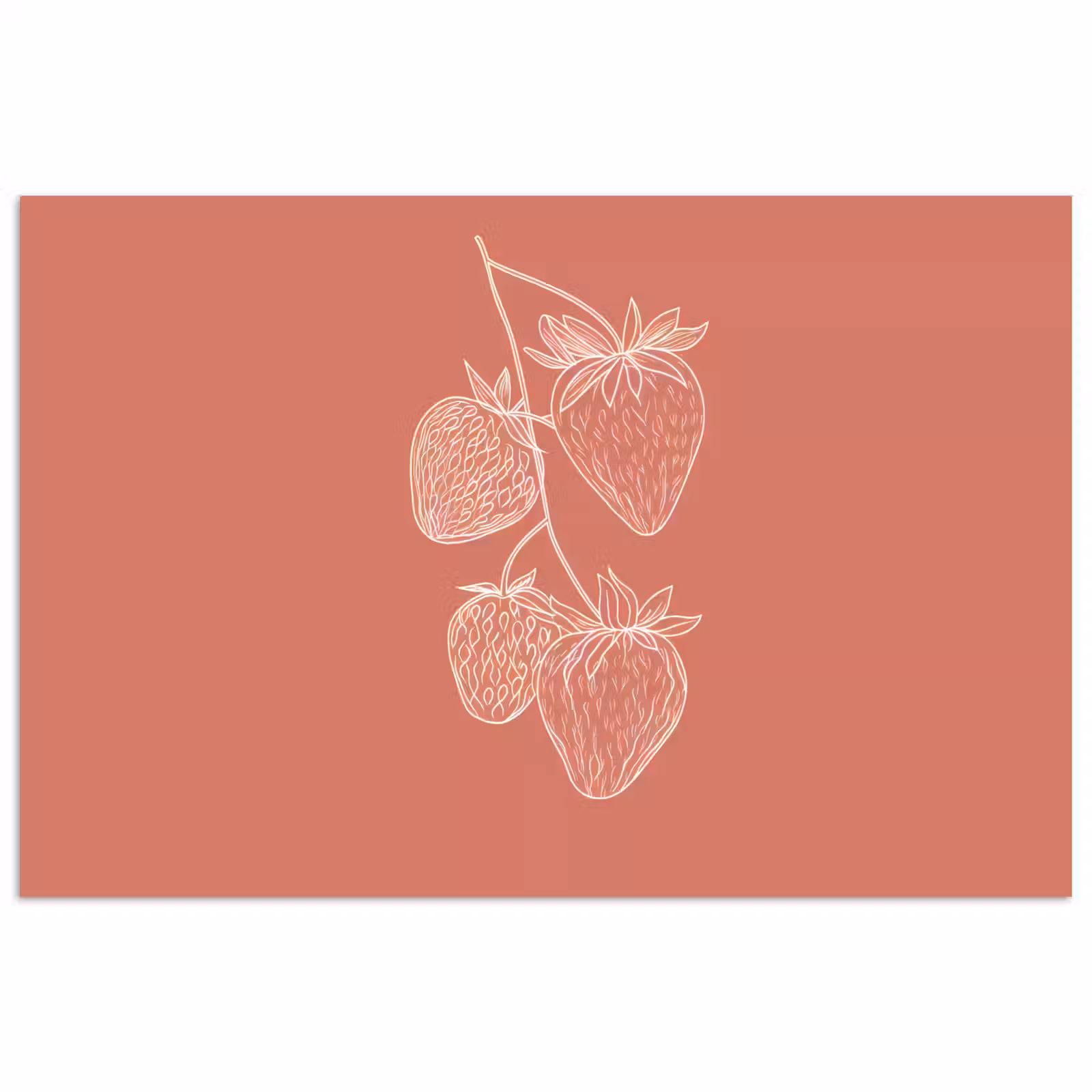 Poster - Minimalistisch - Illustratie - Aardbei - Tak — 1