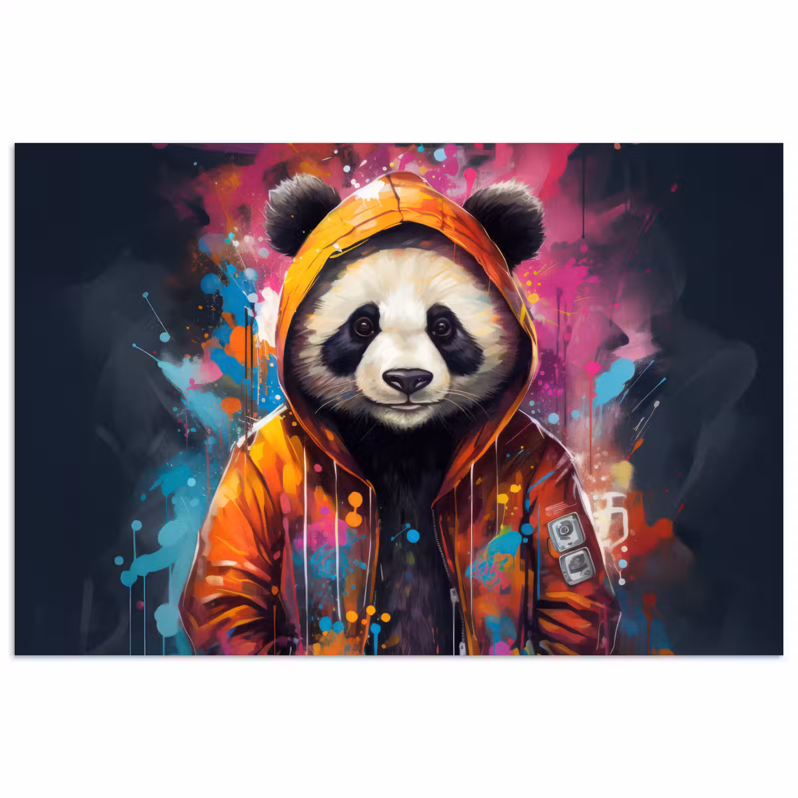 Poster - Panda - Jas - Graffiti - Oranje — 1