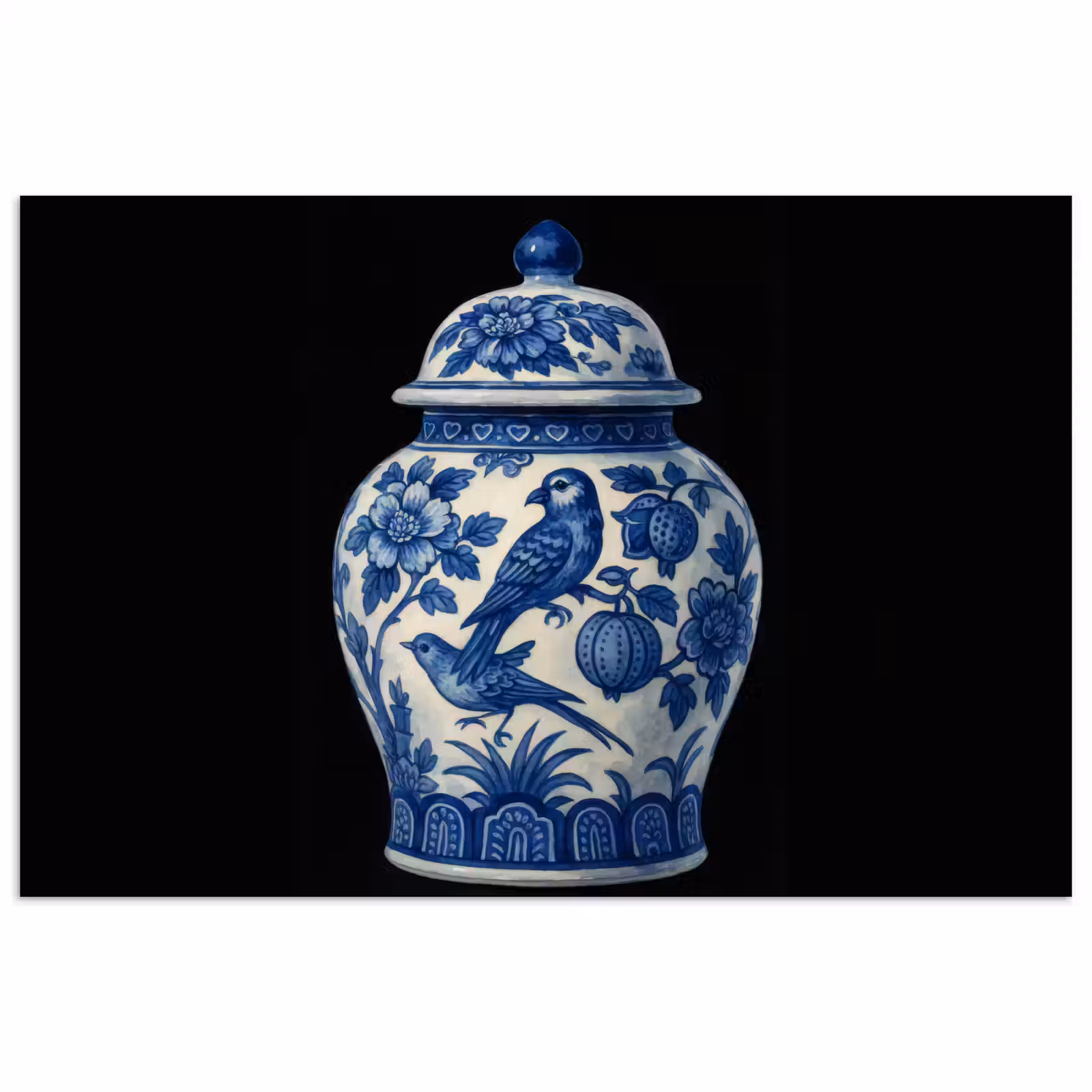 Poster - Pot - Delfts Blauw - Bloemen — 1