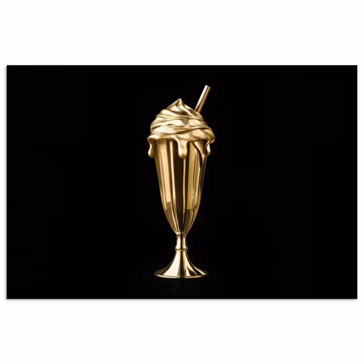 Poster - Milkshake - Goud - Drinken - Zwart — 1