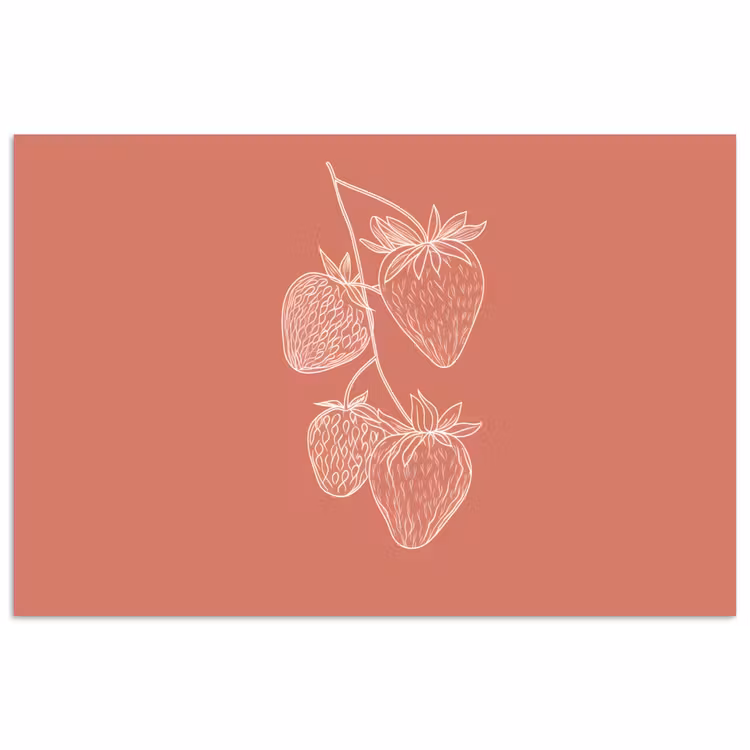 Poster - Minimalistisch - Illustratie - Aardbei - Tak — 1