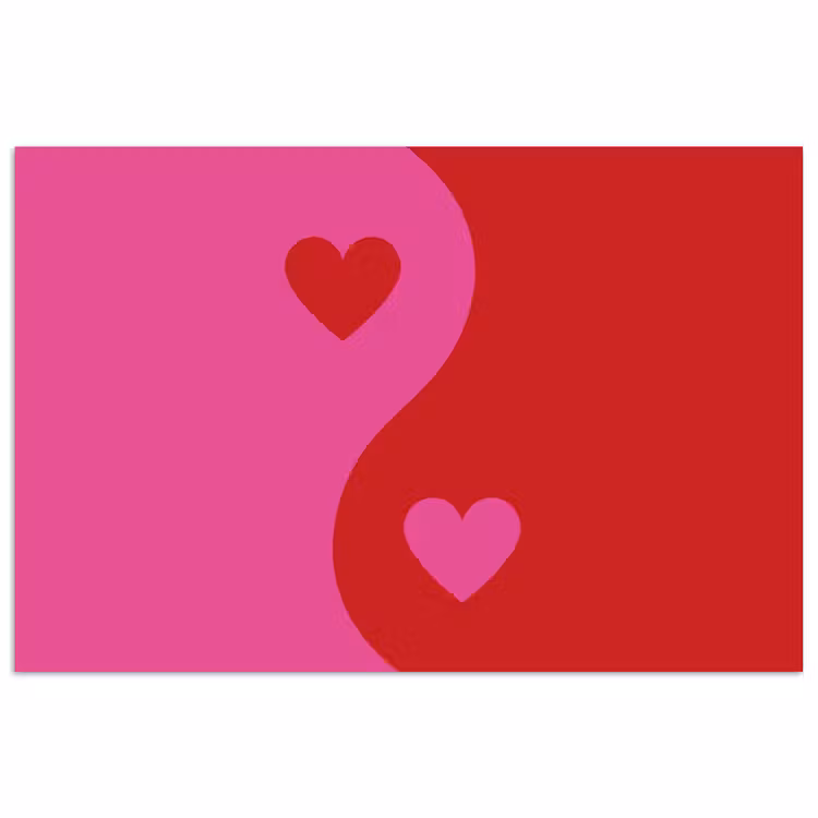 Poster - Minimalistisch - Rood - Roze - Hartjes — 1