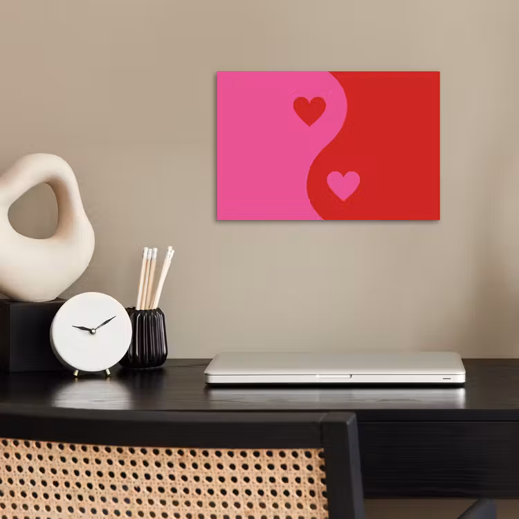Poster - Minimalistisch - Rood - Roze - Hartjes — 2