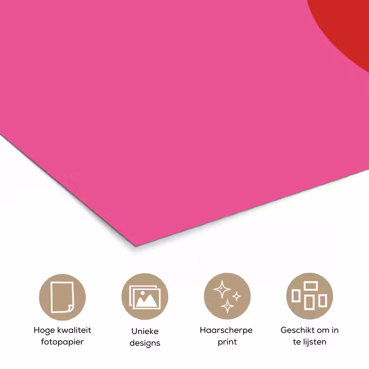 Poster - Minimalistisch - Rood - Roze - Hartjes — 5