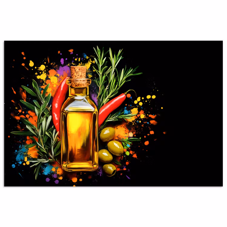 Poster - Olijfolie - Graffiti - Peper - Olijven - Modern — 1