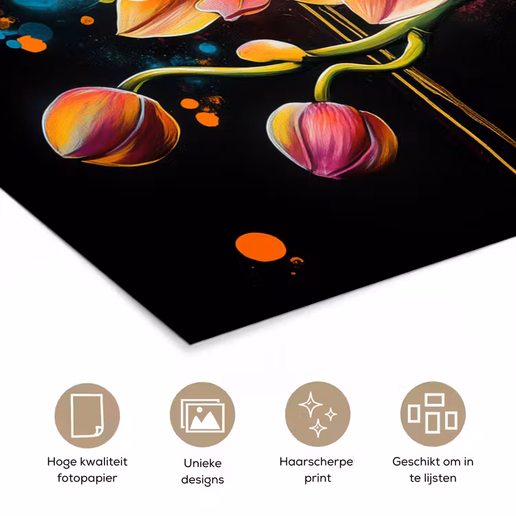 Poster - Orchidee - Graffiti - Kleurrijk - Bloemen - Abstract — 5