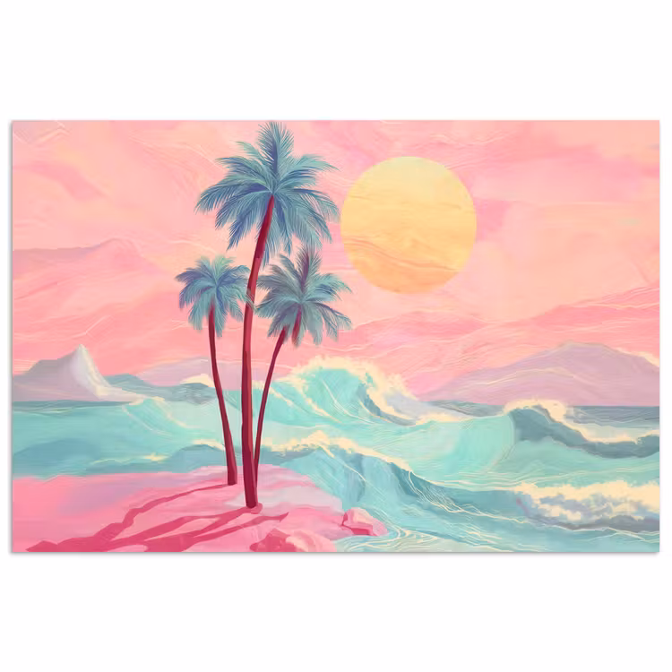 Poster - Palmbomen - Golven - Zee — 1