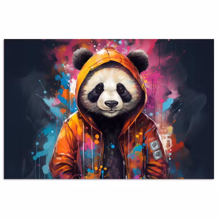 Poster - Panda - Jas - Graffiti - Oranje — 1
