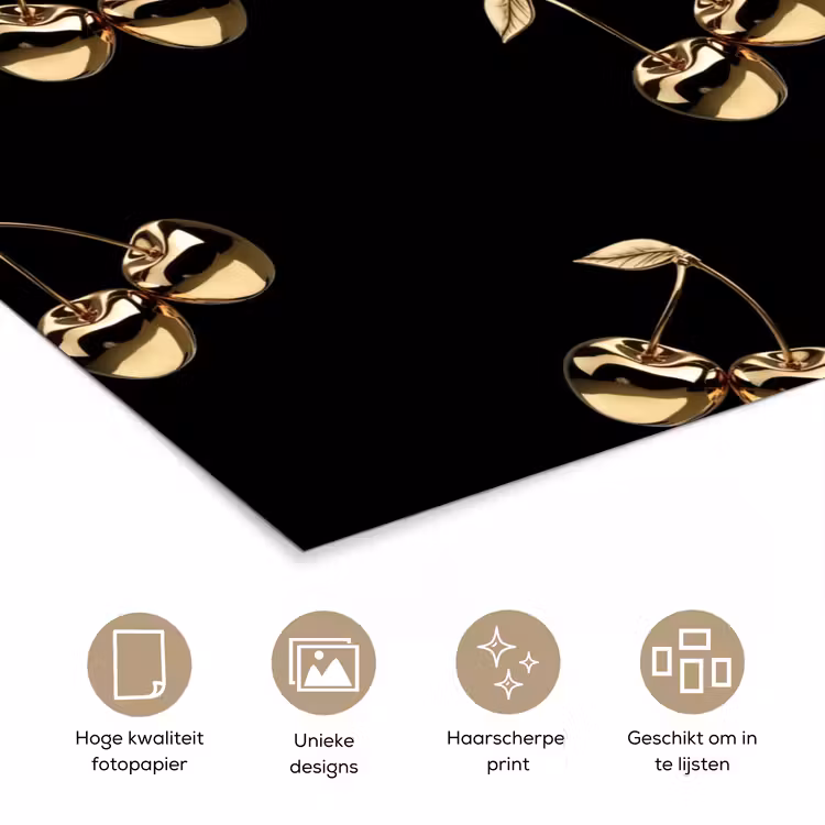 Poster - Patroon - Kersen - Goud - Chrome — 5