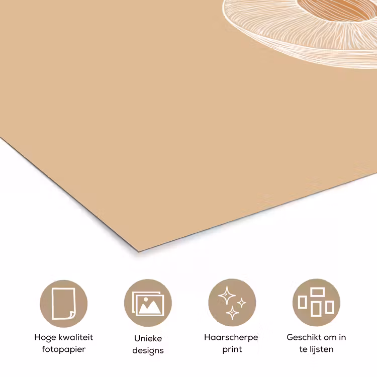 Poster - Perzik - Lijntekening - Pit - Beige — 5