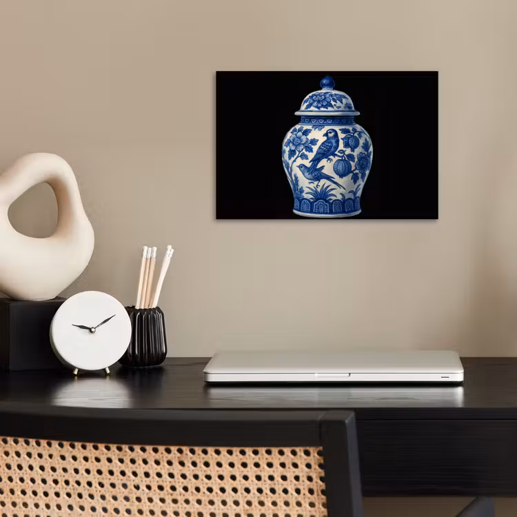 Poster - Pot - Delfts Blauw - Bloemen — 2