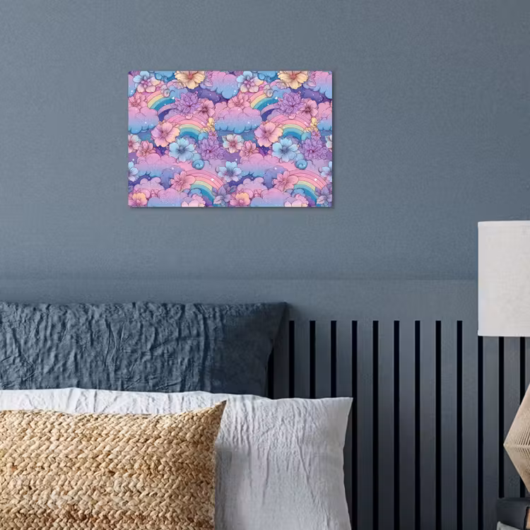 Poster - Regenbogen - Bloemen - Kleurrijk - Wolken — 3