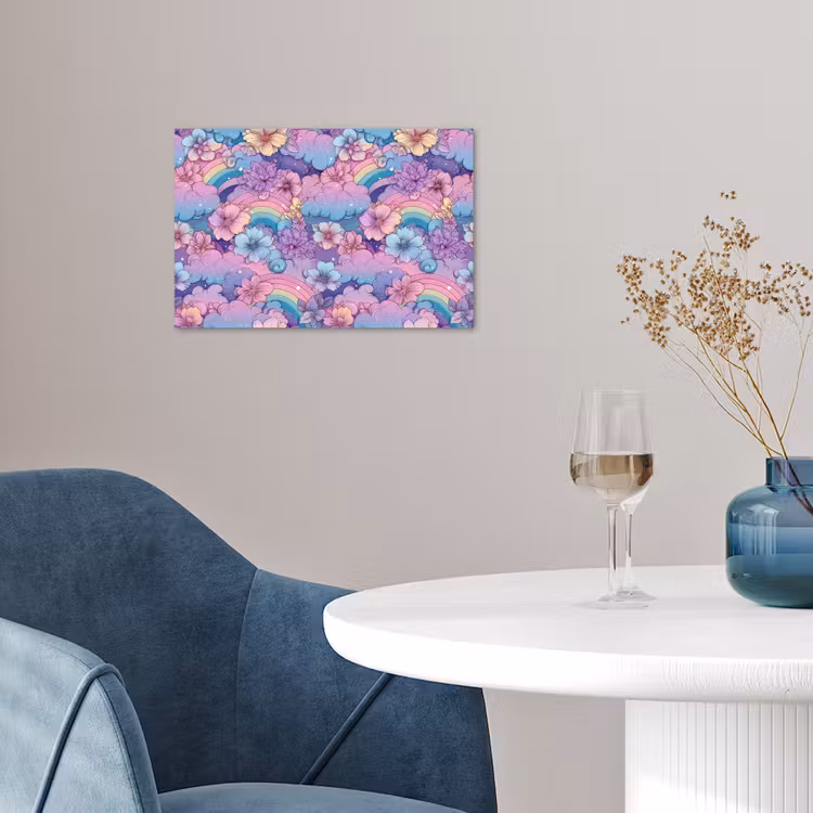 Poster - Regenbogen - Bloemen - Kleurrijk - Wolken — 4